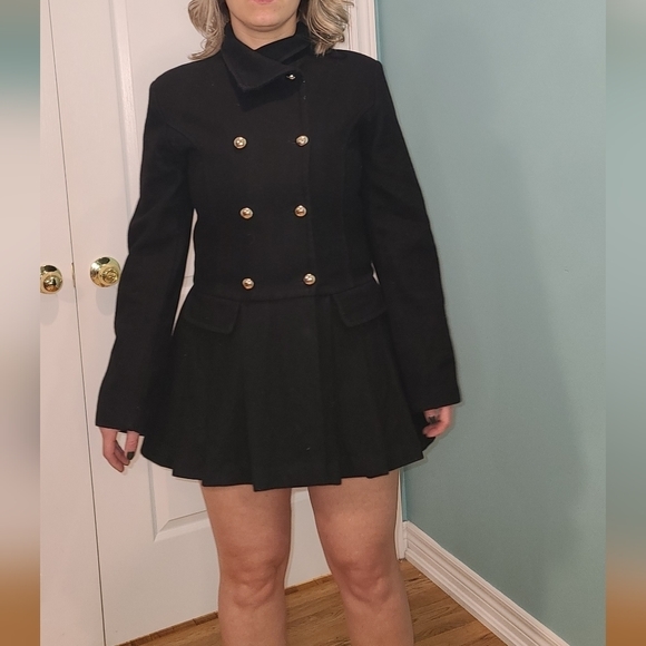 WOOL Pleated coat , M - Picture 3 of 10